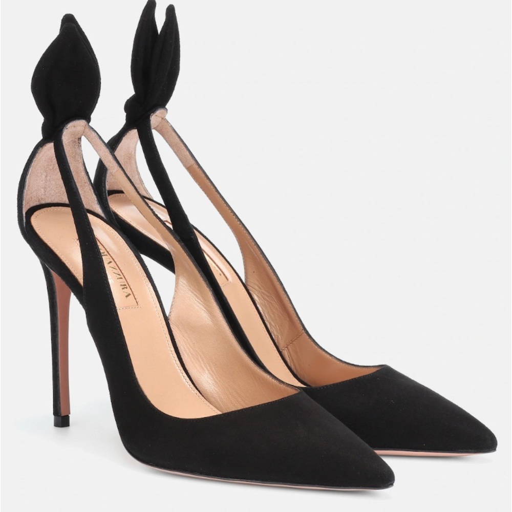 Aquazzura Deneuve Black Suede Pump with bow - NWT very sexy 
$850 4” heel